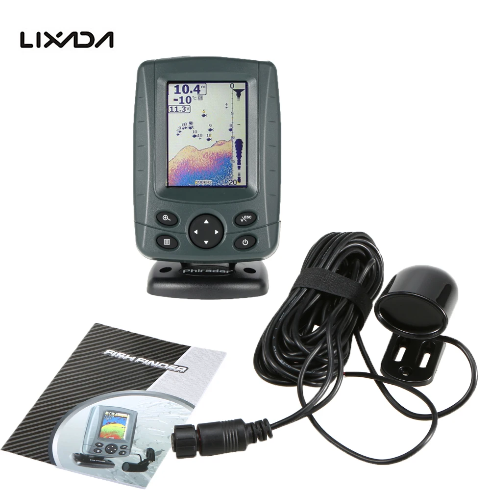 FF688C Цвет LCD Эхолот 200 КГц/83 КГц Dual Частота Sonar Эхолот 300 М Обнаружения Мути Язык Auto Zoom Морская Рыба Детектор