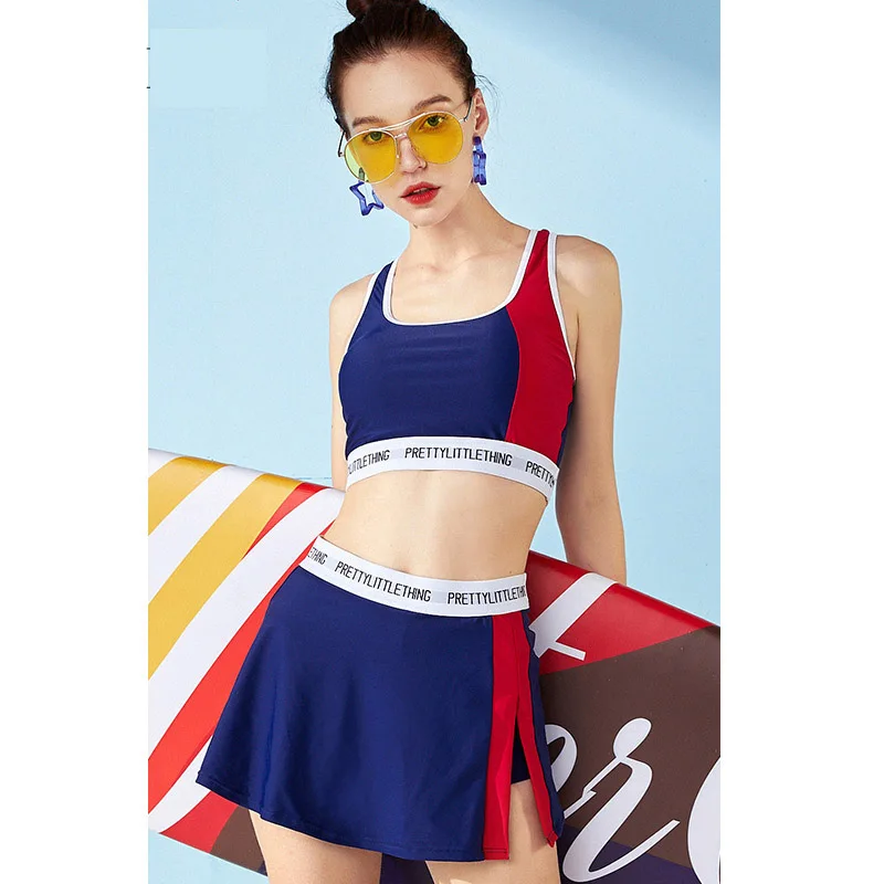 

Swimsuit women European and American conservative cover belly slimming sports girl hot spring backless split swim suits