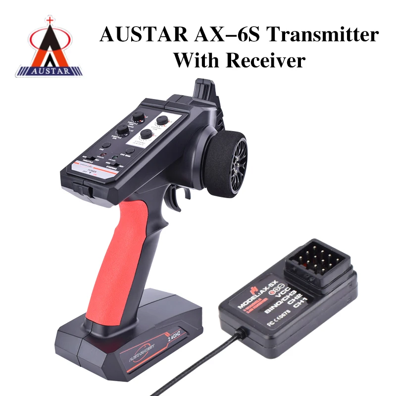 

AUSTAR Radio Remote Control Transmitter with Receiver for RC Car AX6S 2.4G 4CH