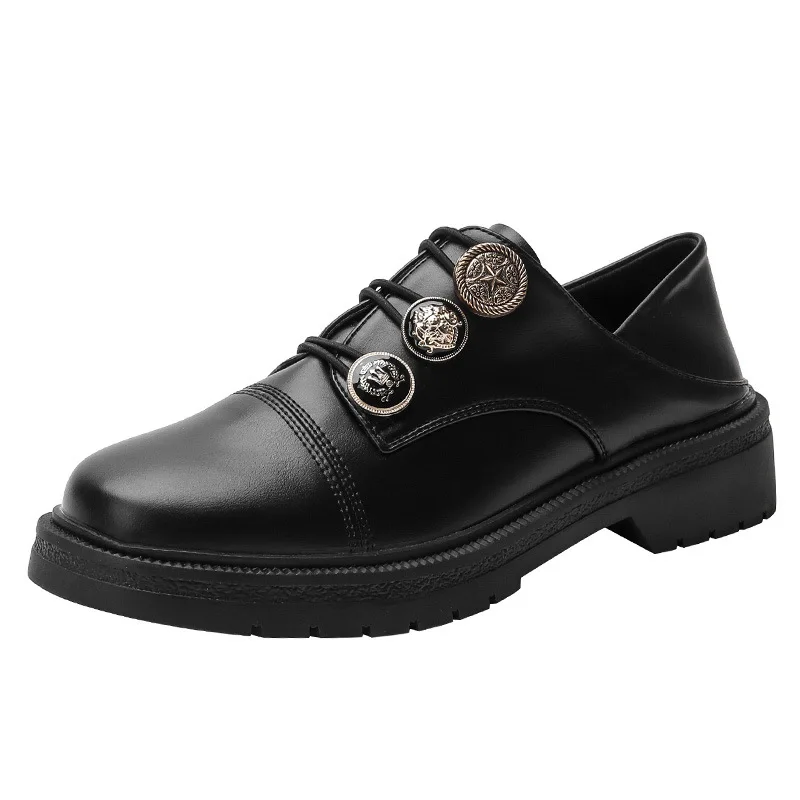 

British-style Leather Flats Shoes for Women Spring 2021 New Chunky Loafers for Women Ladies Shoes and Sandals Zapatos De Mujer
