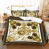 golden lion bedding animals luxury bed linen set baroque modern art microfiber duvet cover set 23 piece single double bed cover