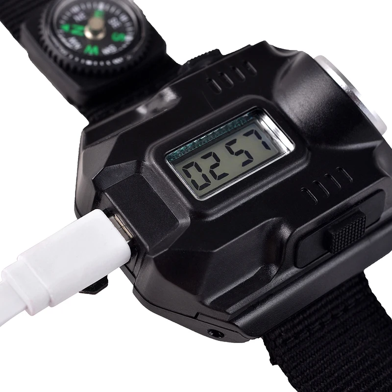Multifunctional Waterproof Sports Usb Charging Led Wrist Watch Torch With Rechargeable Lighting Flashlight | Спорт и развлечения