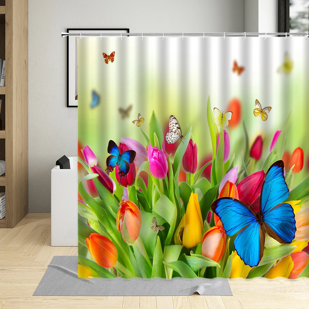 Занавеска для душа с розовыми цветами в форме сердца цветочные лепестки подарок