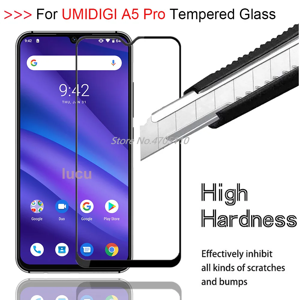 9H полное покрытие закаленное стекло для UMIDIGI A5 Pro Антибликовая Защита экрана