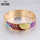 Браслет женский, винтажный, из нержавеющей стали, с эмалью, золотого цвета, большие, геометрической формы