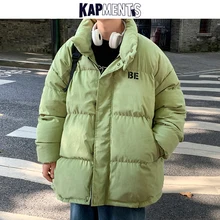 KAPMENTS Men Colorful Winter Korean Jackets 2021 Mens Harajuku Streetwear Solid Parkas Man Oversized