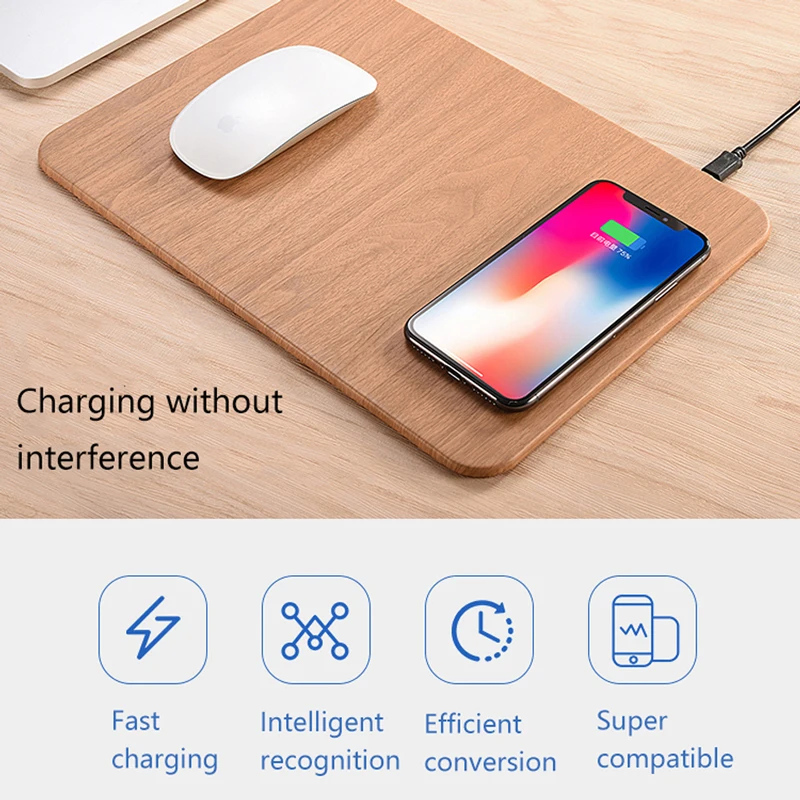10 Вт коврик для мыши беспроводное зарядное устройство iPhone 11 mini 12pro X XR XS деревянное