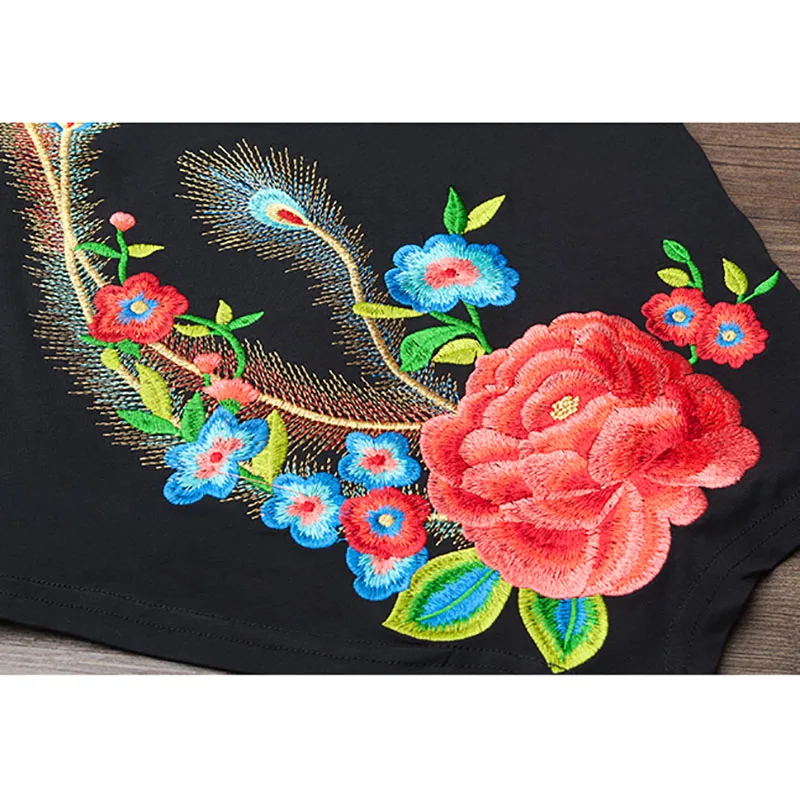 Женская футболка с вышивкой повседневный летний топ женская женский короткий в