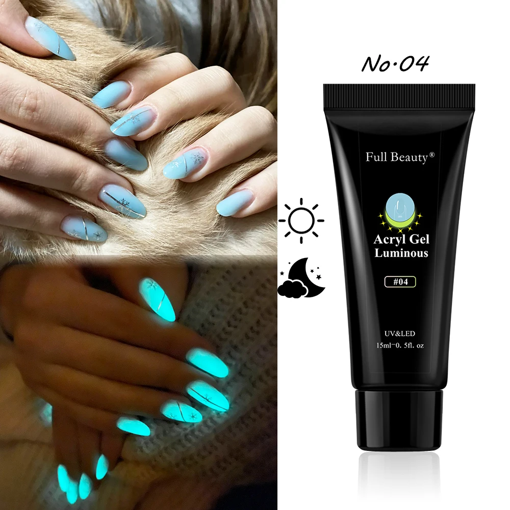 Набор для наращивания ногтей светящийся в темноте акриловый гель быстрое