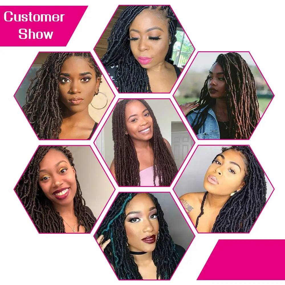 

New Soft Locs Crochet Hair 18Inches Faux Nu Locs Curly Wavy Crochet Braids Fiber Synthetic Hair African Hair Extensions
