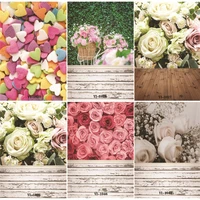 shuozhike vinyl custom photography backdrops prop valentines day flower wooden planks theme photography background 0111