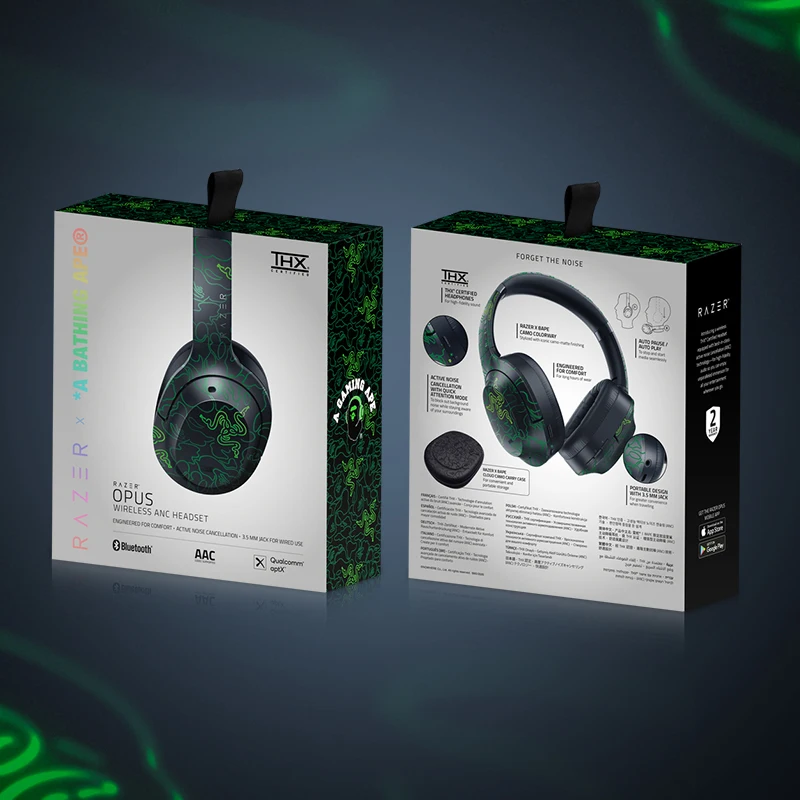 구매 Razer Opus BAPE 한정판 Bluetooth 무선 ANC 능동형 소음 제거 헤드셋 마이크