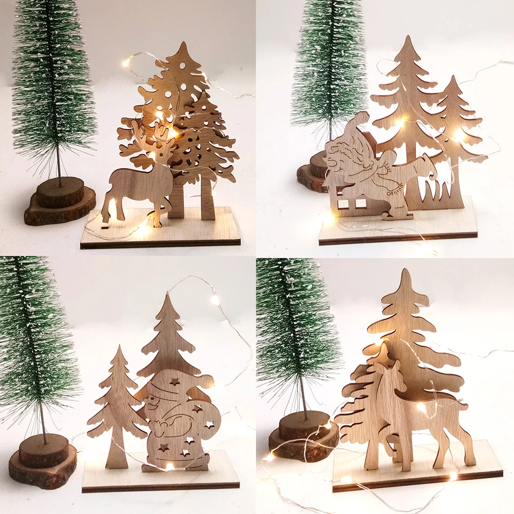

Wooden Snowman Deer Santa Desktop Decor Ornaments Christmas Gift Decor