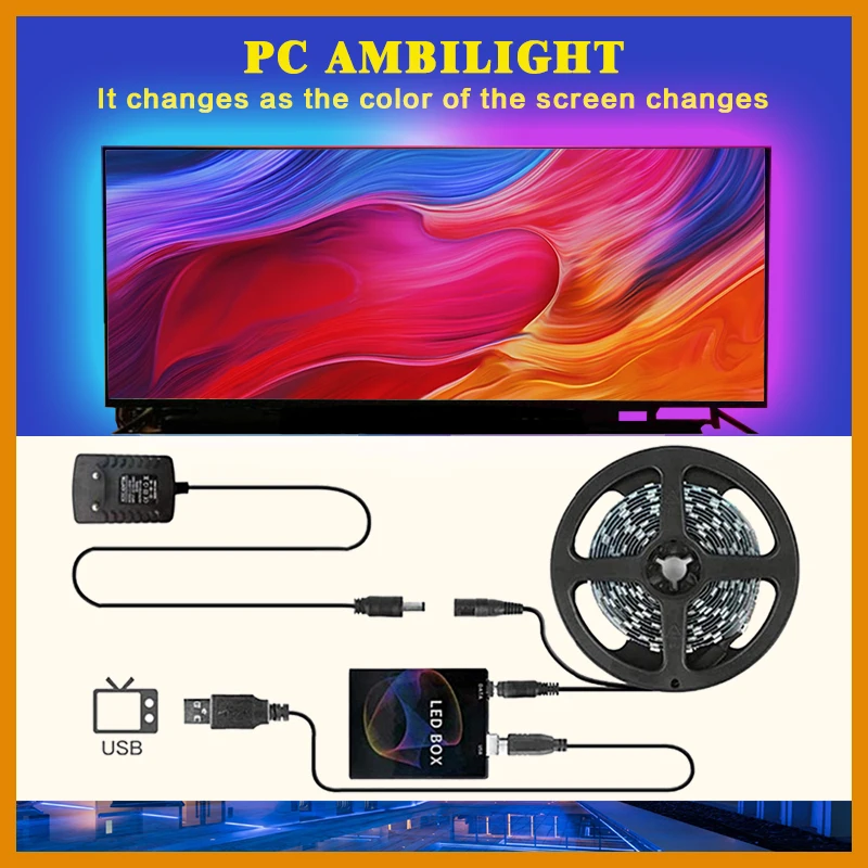 Светодиодная лента ws2812b декоративный RGB-светильник с подсветкой для рабочего