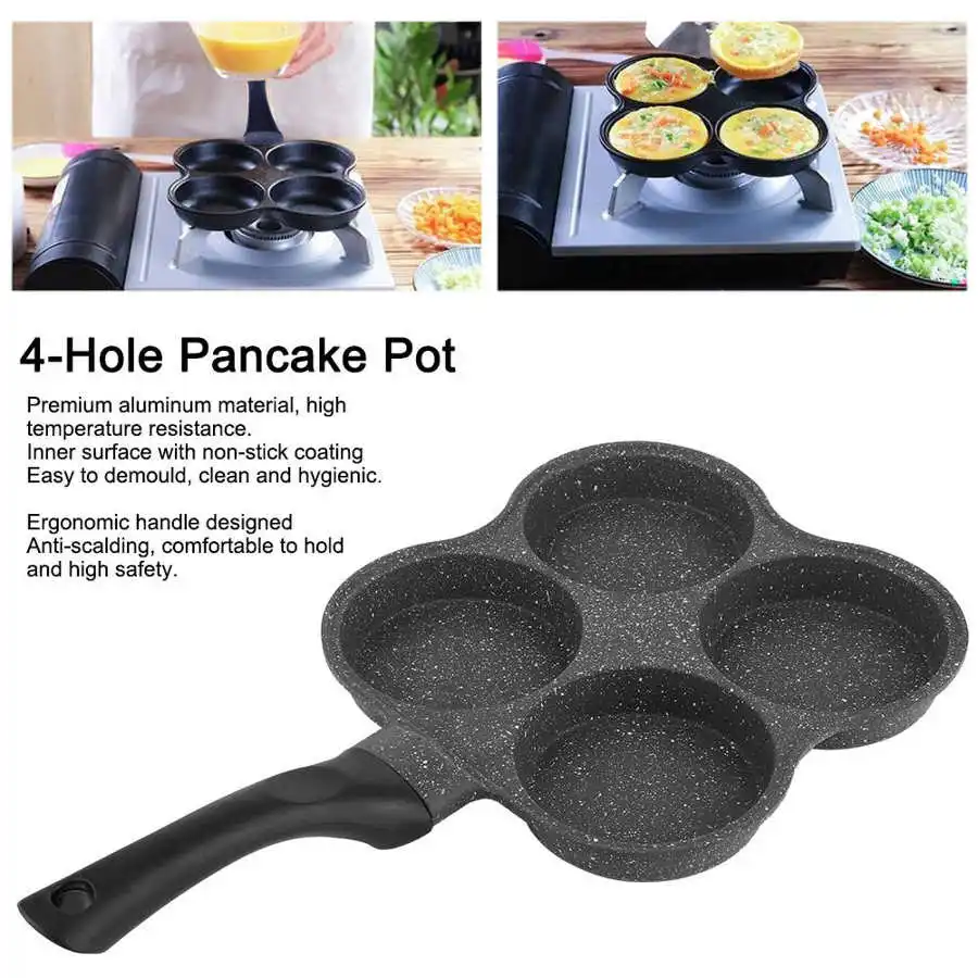

Kitchen Cookware Non-Stick 4-Hole Pancake Omelet Eggs Pan Aluminum Frying Pot Breakfast Maker Kitchen Utensil saucepan