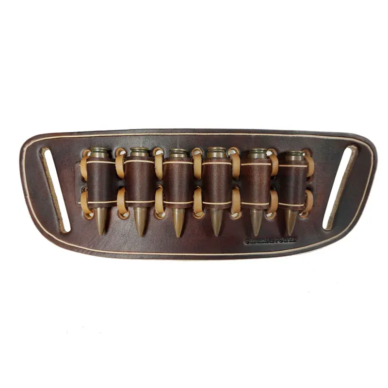 

Tactical 6 Round Shotgun Shell Holder Ammo Holster Belt For 30-06, 308, 45-70 Leather Gun Ammo Carrier Case Hunting Accessory