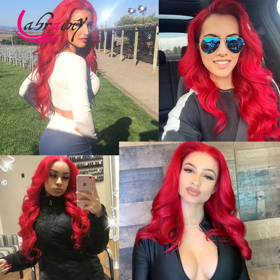 

HD Transparent Lace Frontal Wig Burgundy Red Glueless Pre Plucked 13x6 99J Body Wave Lace Front Human Hair Wigs Bleached Knots