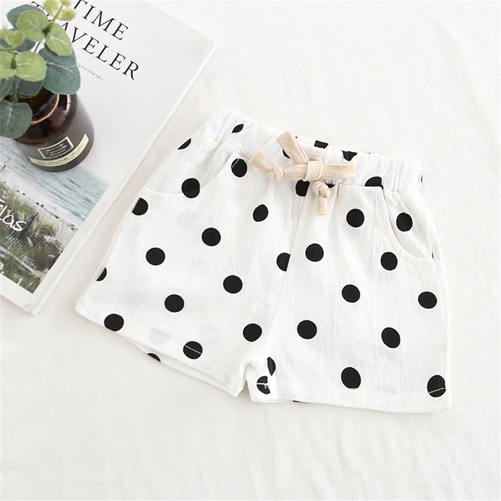 2020 Повседневная футболка для мальчиков и девочек Шортики в горошек летнее платье