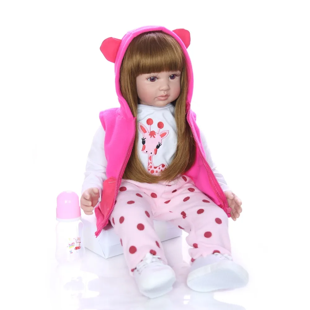 24&quot 60cm Realistic Soft Silicone Reborn Baby Smile Girl Dolls Lifelike Newborn Doll bebe Gift Bonecas Toys | Игрушки и хобби
