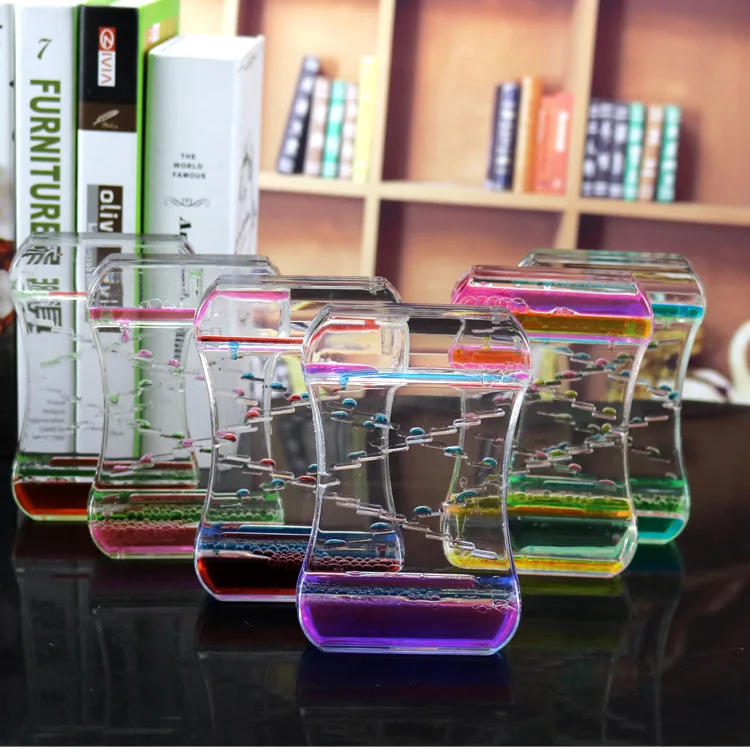 

New decompression oil leak two-color crystal oil drop acrylic decoration crafts time hourglass student gift home decoration
