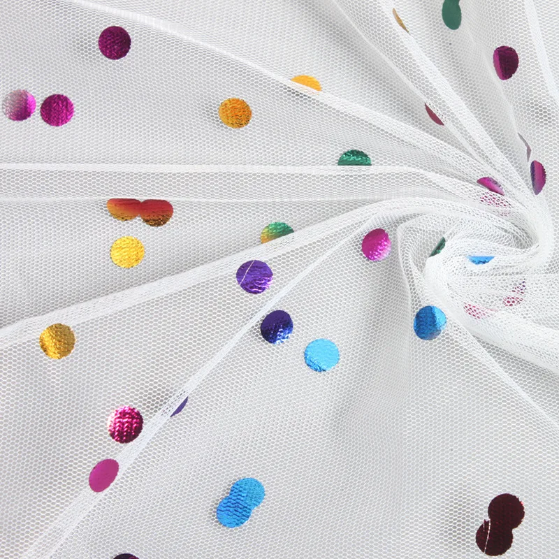 Ширина 1 6 м к требованиям заказчика Сверкающие Красочные Волновой Точки вуаль с