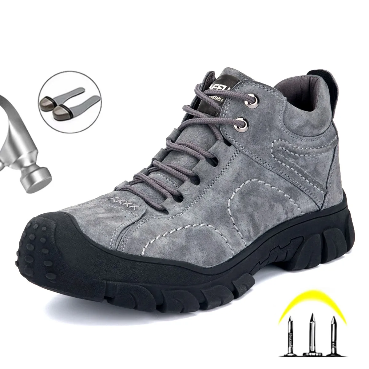 

Indestructible Sneakers Work Shoes Men Steel Toe Shoes Men Boots Puncture-Proof Work Safety Boots Shoes Plush Warm Winter Boots
