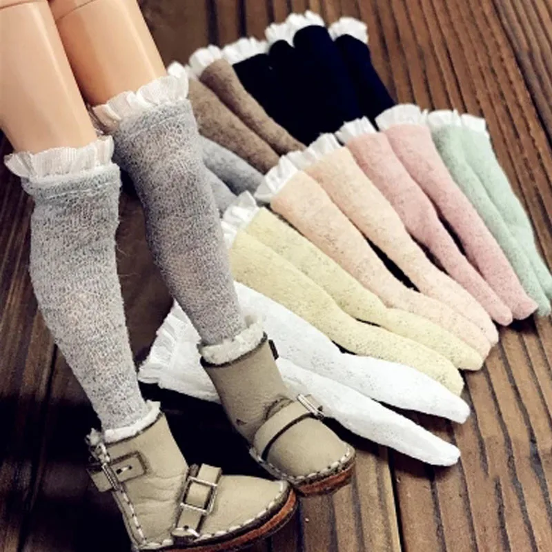 1pair Lace Stockings For Barbie Thigh High Over The Knee Sock For Blythe Doll Socks For Momoko OB Azone 1/6 Doll Accessories Toy