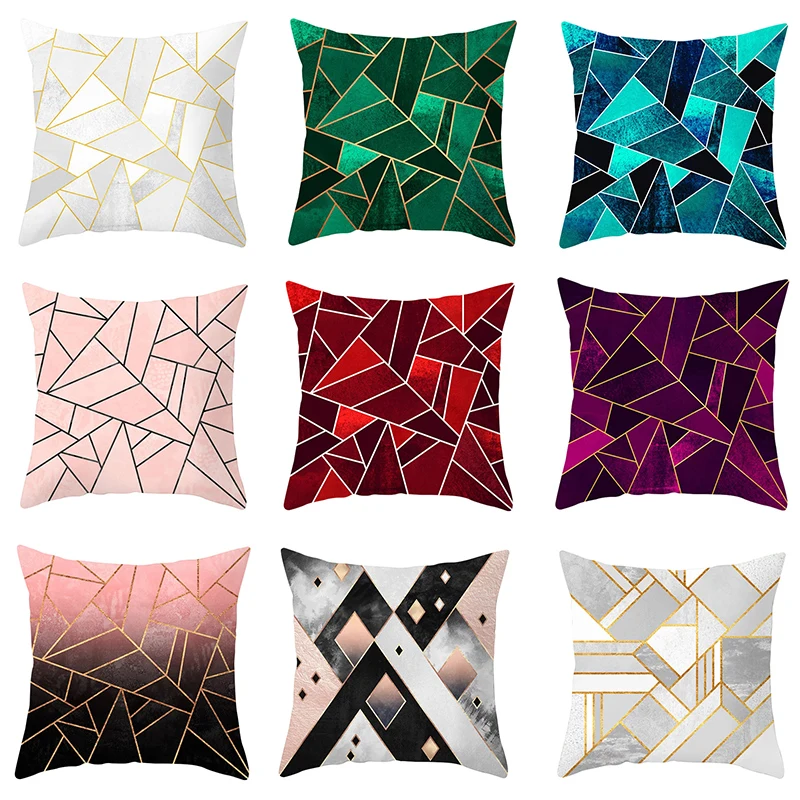 

Cushion Cover Marble Geometric Decorative Throw Pillows Case Peach Skin Creative Home Decoration for Sofa Car Seat 45*45cm/pc