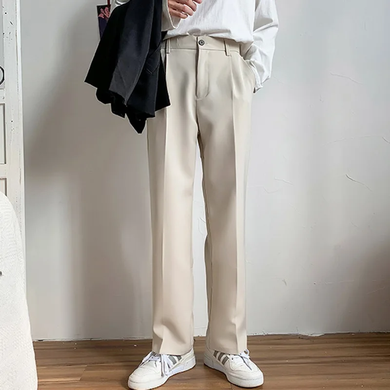 

Muyogrt Straight Pants Spring Men's Fashion Solid Color Elastic Waist Casual Pants Men Streetwear Loose Japanese Trousers Mens