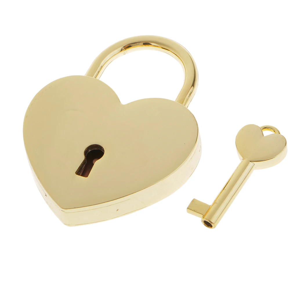 Retro Vintage Personalized Heart Shape Padlock with Key Travel Luggage Suitcase Locker Lock Set |