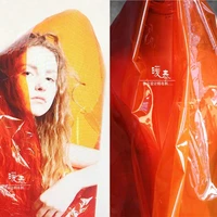 0 2mm tpu fabric transparent orange pvc liquid plastic film waterproof diy raincoat crystal bags decor clothes designer fabric