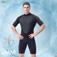 3mm neoprene mens short sleeved one piece wetsuit high stretch tight fitting warm wetsuit water sports swimming surfing suit