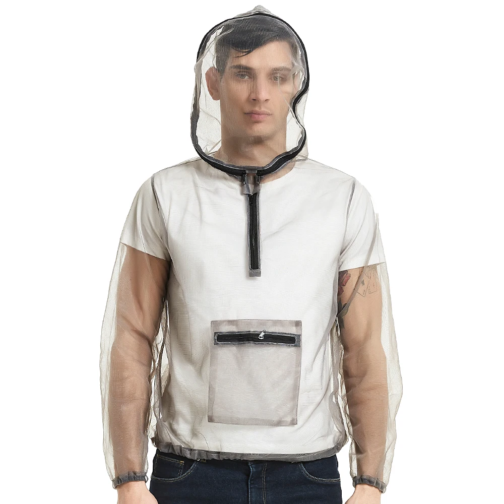 Уличная Ультралегкая сетчатая куртка с капюшоном сетка для защиты от комаров