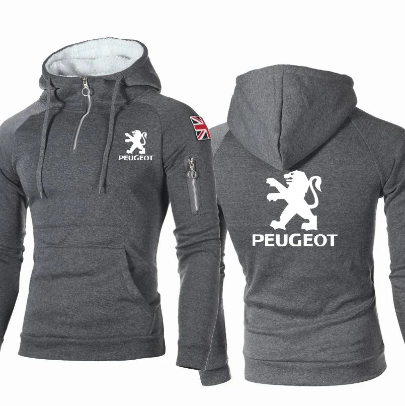 

2021NEW Hoodies Men Peugeot Car Logo Print Spring Autumn Fashion Men Hoodie Folds harajuku Casual Men's Zip Hoodie