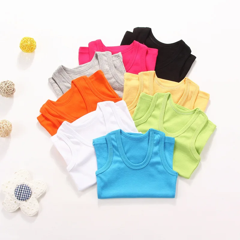 

2-11Y Kids Baby Boys Vests T-shirts Children Summer Vest Top Outfit Kid Boy Girl Solid Tops Clothes Cotton Tees Black Playsuits