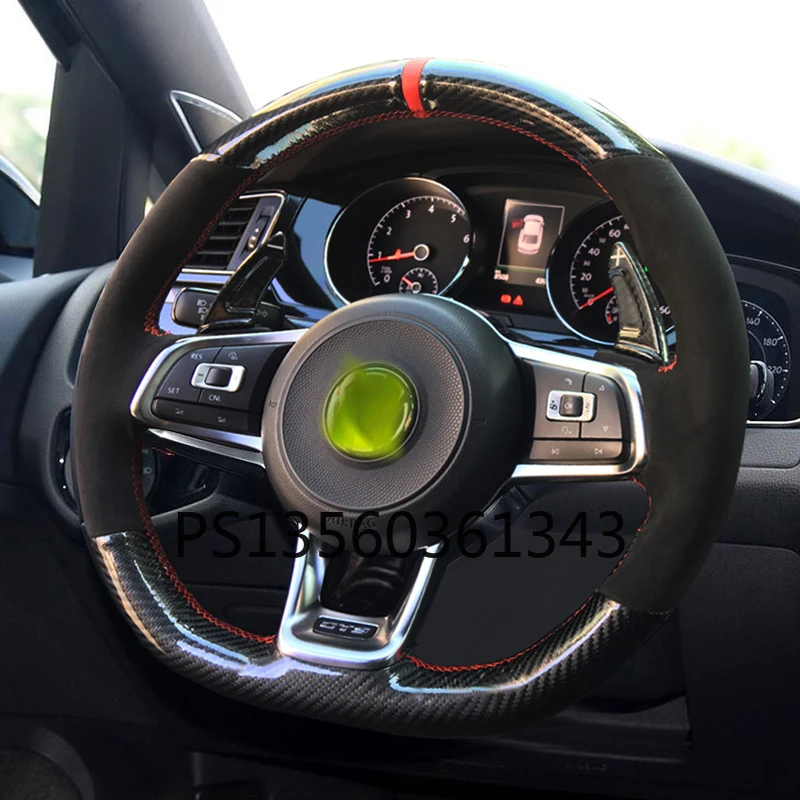 

For Volkswagen VW Magotan T-Cross Golf Sagitar Tayron Tiguan Bora T-ROC Jetta Passat Hand-sewn leather steering wheel cover