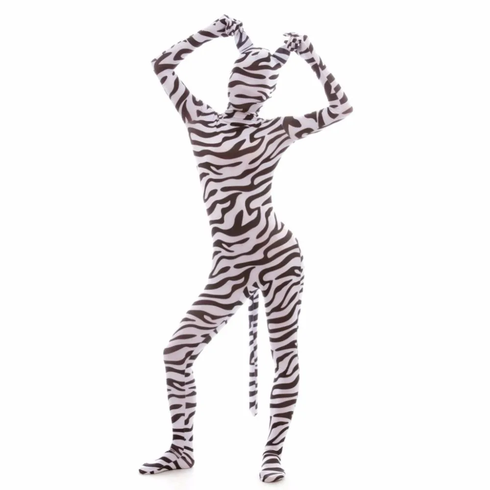 

(CM-52) Zebra Lycra Spandex Tights Fetish Zentai Suit With Ears And Tail