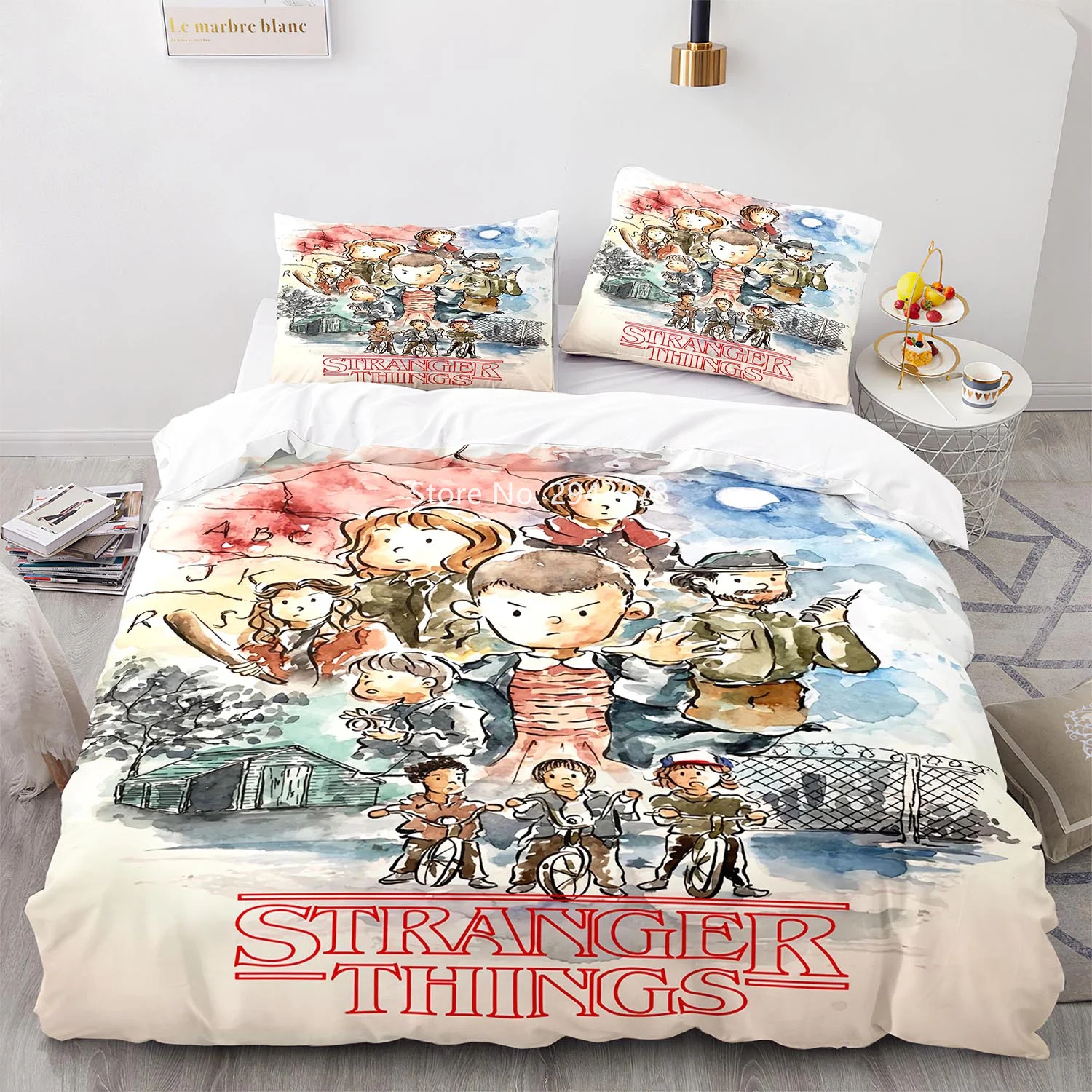 

Home Textile Popular Movie Stranger Things Patterned Duvet Quilt Cover Pillowcase Bedding Set Teen Bedroom Decor Color Print