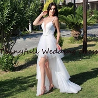 thinyfull new bow spaghetti tiered a line wedding dresses tulle sleeveless new 2021 bridal gowns floor length vestido de noiva