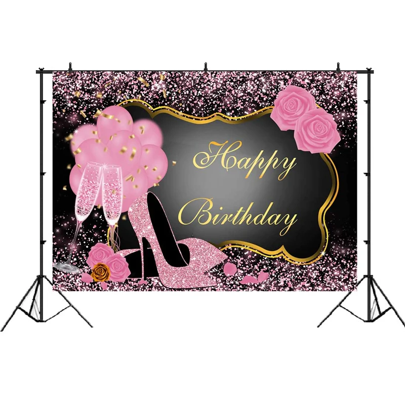 Милый розовый фон для дня рождения розовые Блестящие Блестки высокие каблуки