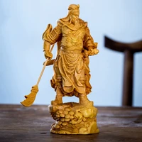 guan gong guan yu 20cm boxwood carved figures solid wood feng shui crafts home decoration lucky wall decor