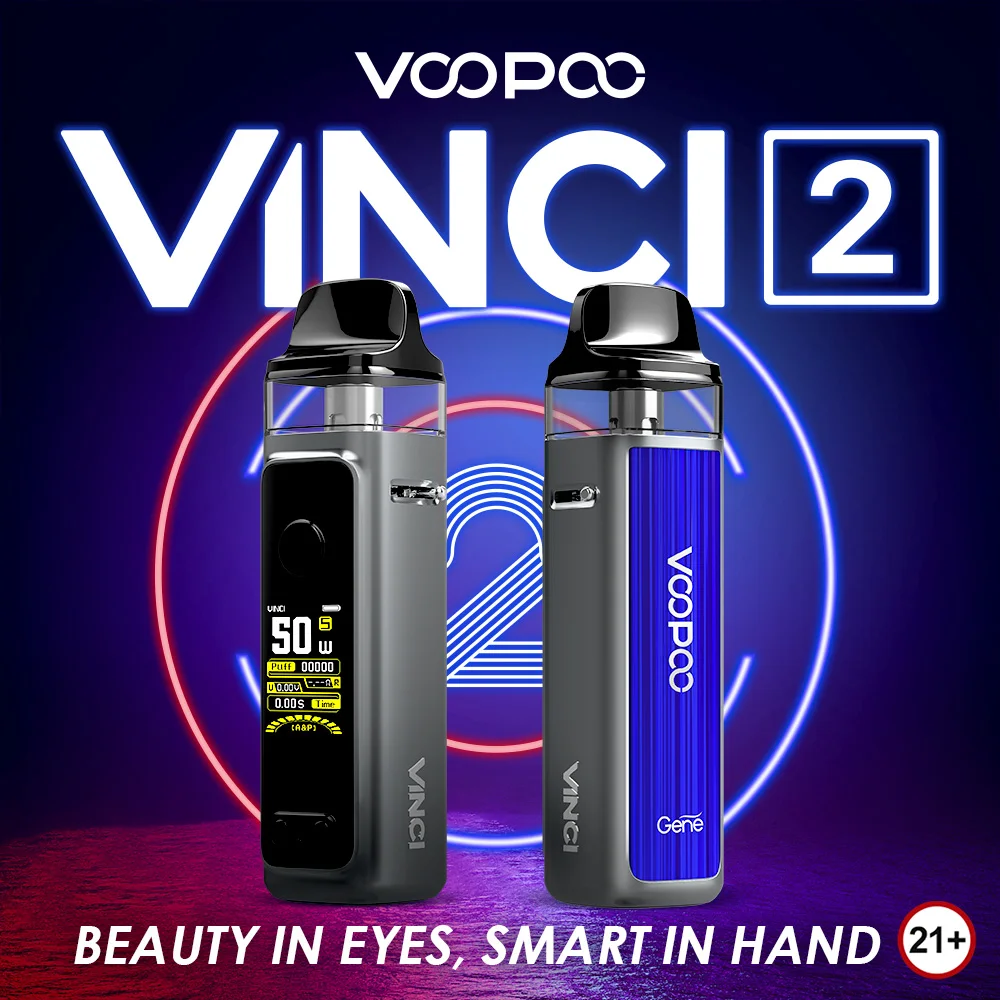 

VOOPOO VINCI 2 Pod Mod Kit 50W 6.5ml Pod Cartridge 1500mAh Built-In Battery 0.3ohm 0.8ohm Coil GENE.AI Chip Vape Kit E-Cigarette