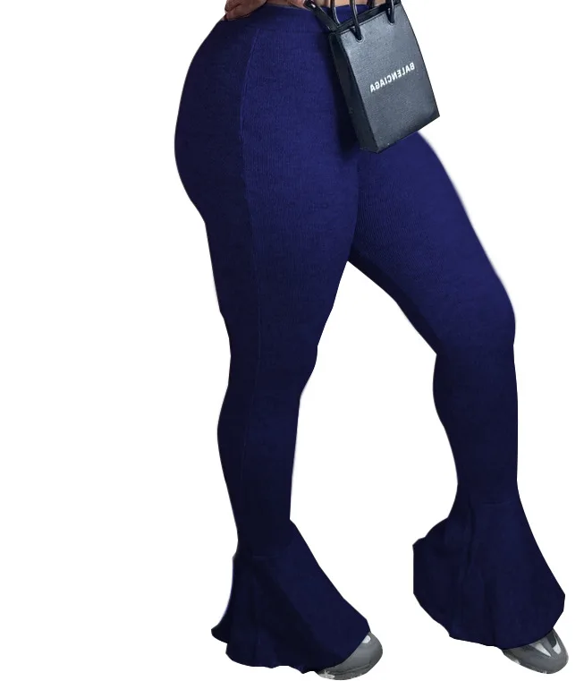 

2020 Autumn Newest Women Solid Color Bell-bottomed Pants Casual Lady's Sexy Bodycon High Waist High Resilience Flared Trousers
