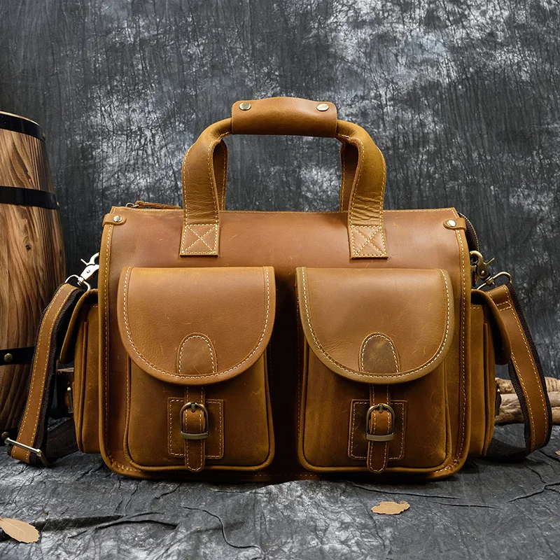Портфель MAHEU doctor leather для мужчин чехол атташе из натуральной кожи документов и мессенджер ноутбука 13 6
