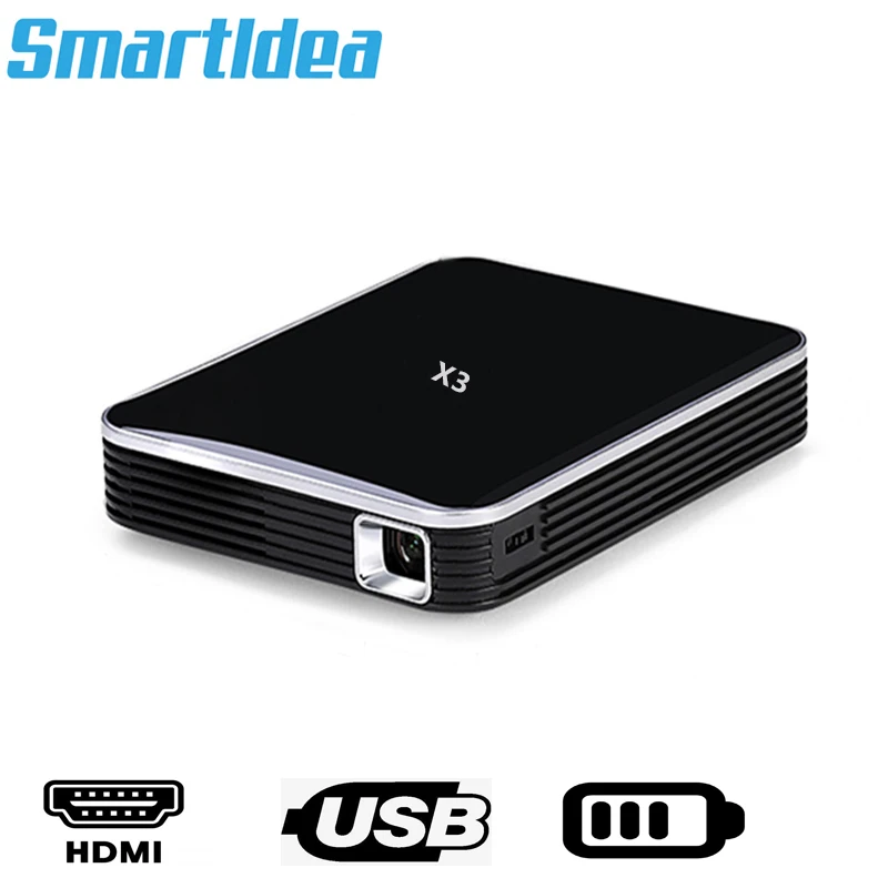 Smartldea X3 проводной же экран Смарт DLP пико проектор встроенный аккумулятор, 200ansi яркость карманный светодиодный проектор USB SD проектор