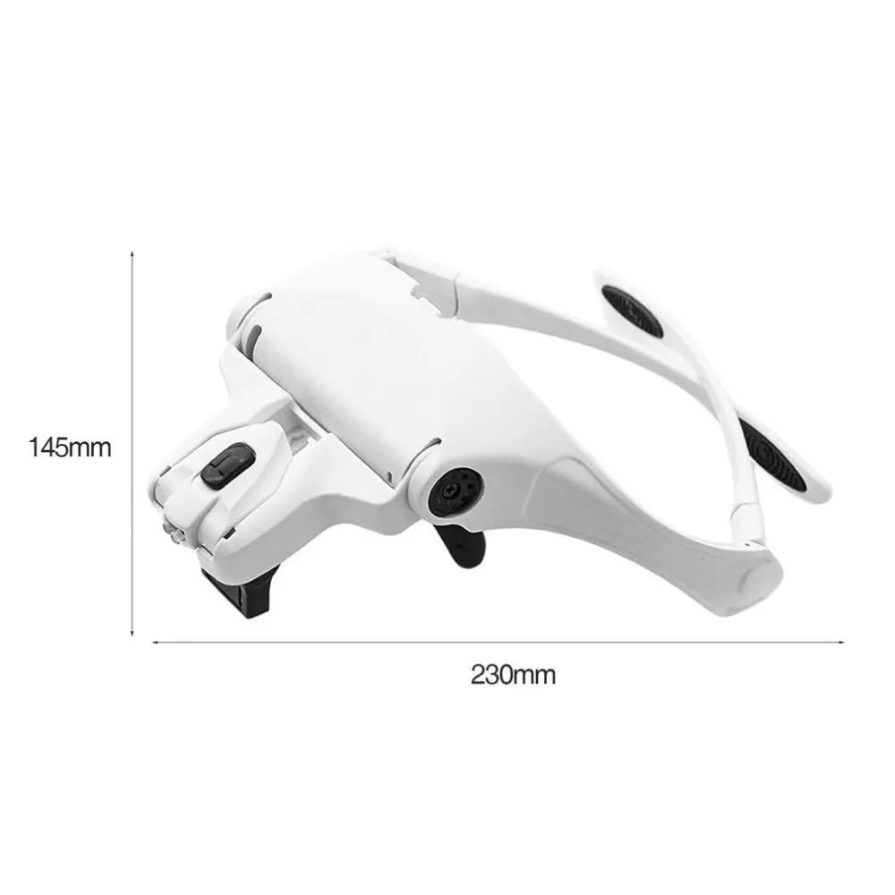 

Portable Head Wearing Magnifying Glass Lens Eyeglass Interchangeable Mount Bracket Headband Magnifier with 2 LED Lights 5 Lenses