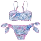 Женский милый раздельный купальник От 6 до 11 лет из двух частей, топы с рисунком русалки и бандажные шорты, купальник, бикини, пляжная одежда