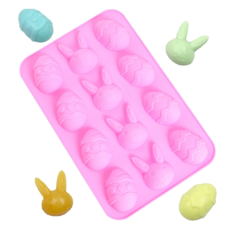 

Cute Easter Bunny Silicone Eggs Chocolate Cake Soap Mold Baking Tray Sugar Mould