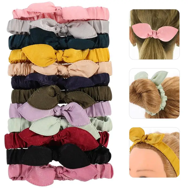 

12Pcs Hair Bow Elastic Beautiful Stylish Hair Tie Hair Scrunchies Hair Accessories