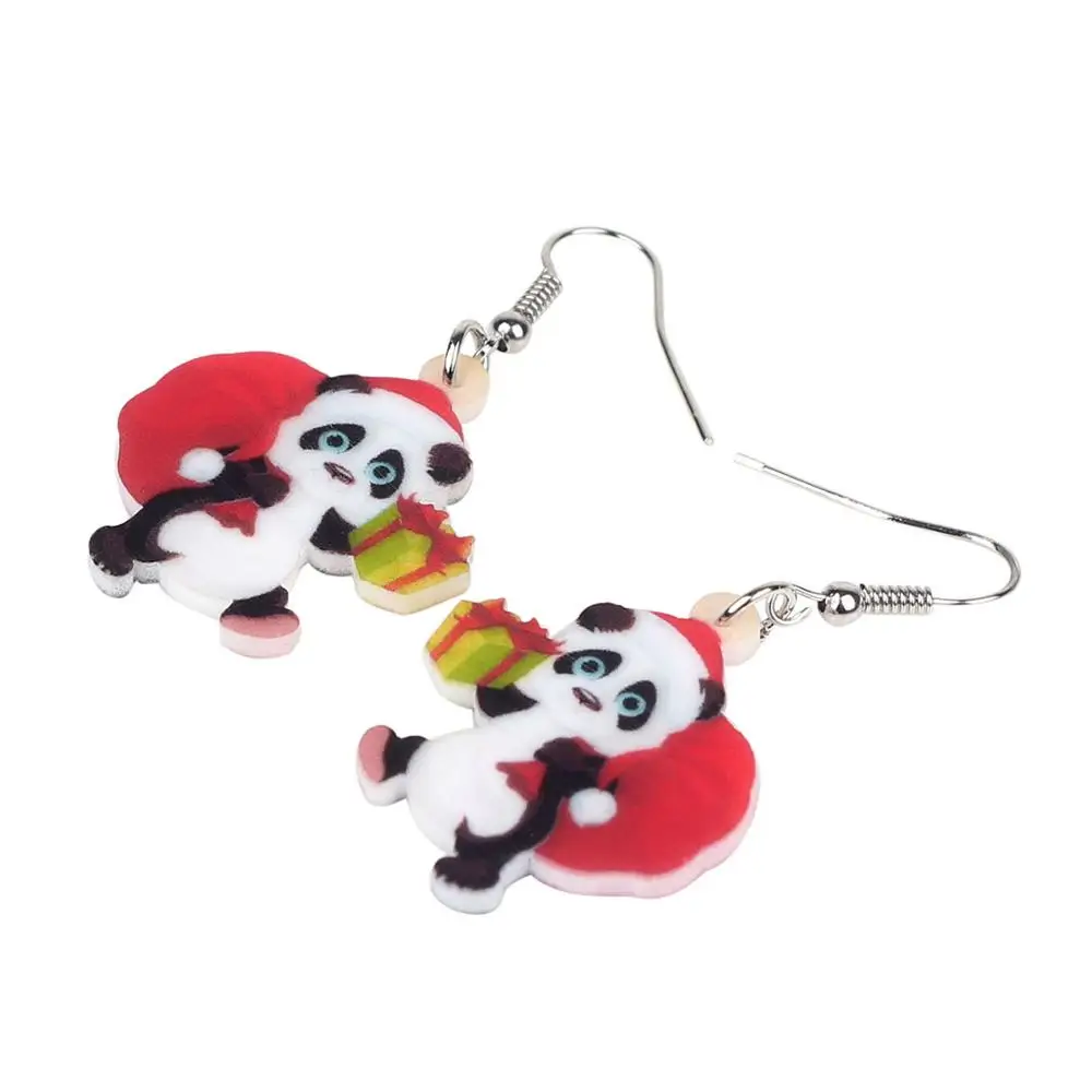 Bonsny акриловые рождественские милые панды Подарочная сумка серьга коробка